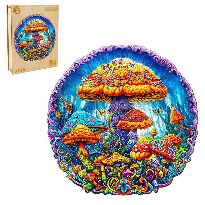 Magical mushrooms Wooden Jigsaw Puzzle-Woodbests
