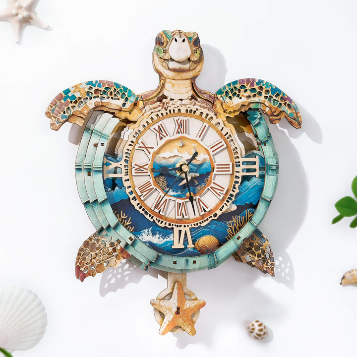Sea turtles– DIY Wooden Clock, 3D Puzzle Craft Kit