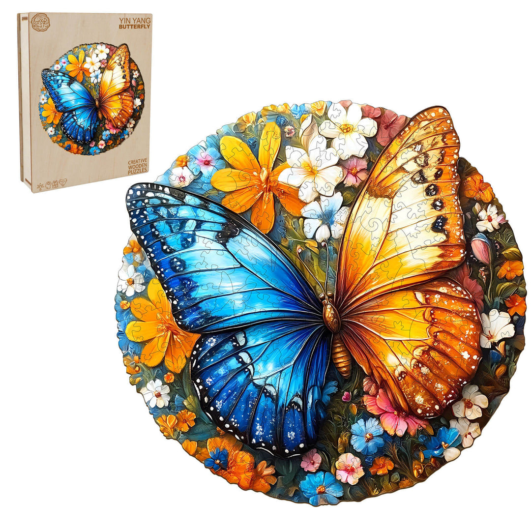 Yin Yang Butterfly Wooden Jigsaw Puzzle - Woodbests