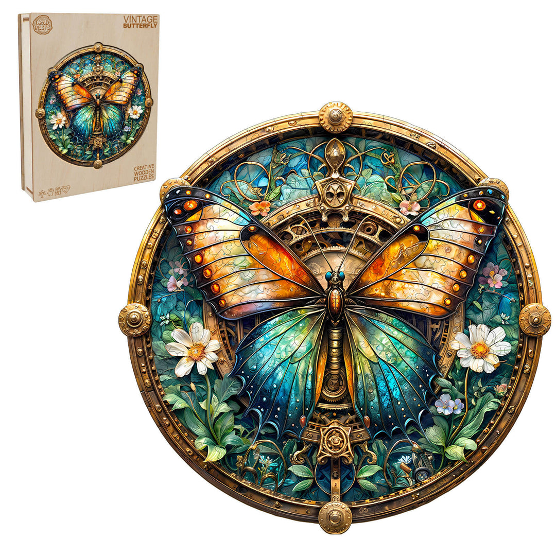 Vintage Butterfly Wooden Jigsaw Puzzle