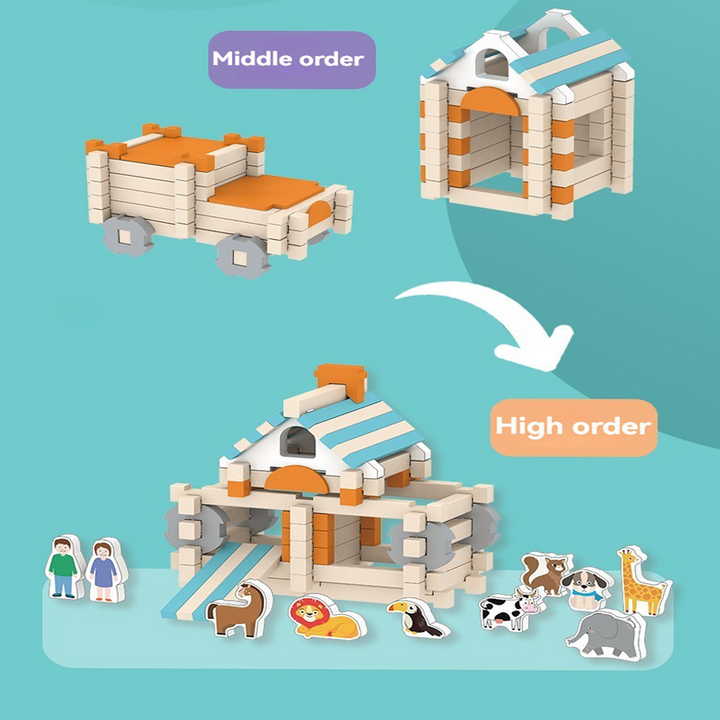 Wooden Children's Luban Mortise And Tenon Structure Educational Building Block House