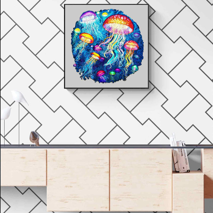 Colorful Jellyfish Wooden Jigsaw Puzzle