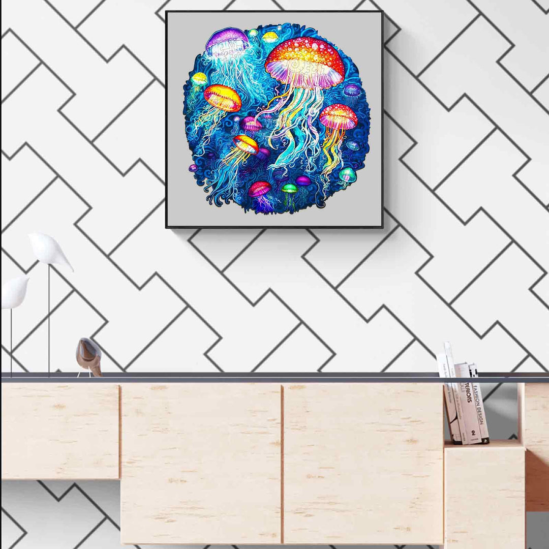 Colorful Jellyfish Wooden Jigsaw Puzzle-Woodbests