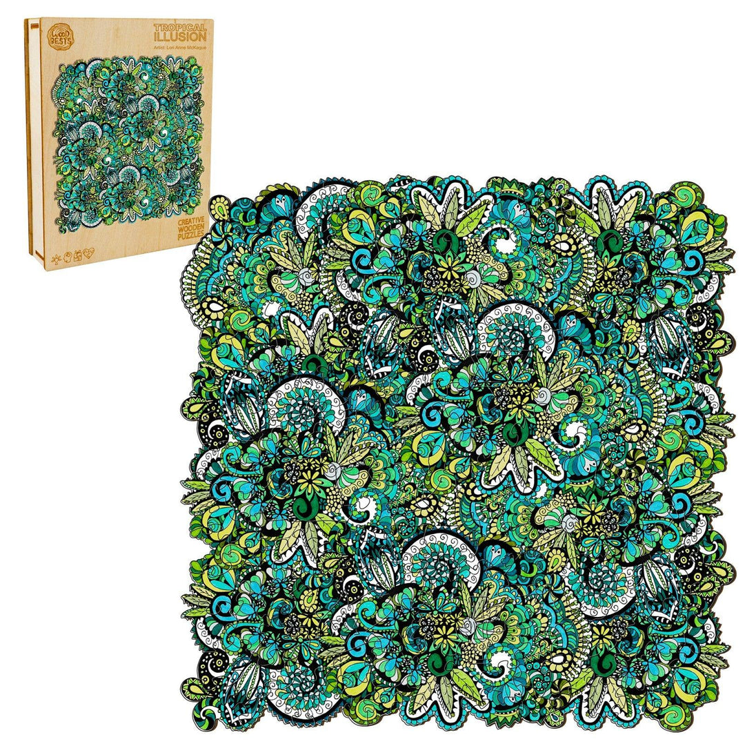 Tropical Illusion Wooden Jigsaw Puzzle -- By Artist Lori Anne McKague-Woodbests