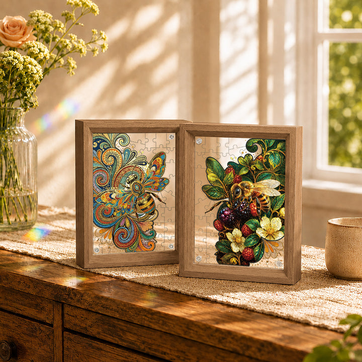 Double Sided Acrylic Jigsaw -Zentangle Bee