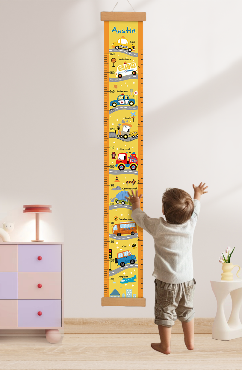 Wooden Growth Chart | Custom Height Ruler for Wall with Personalized ...