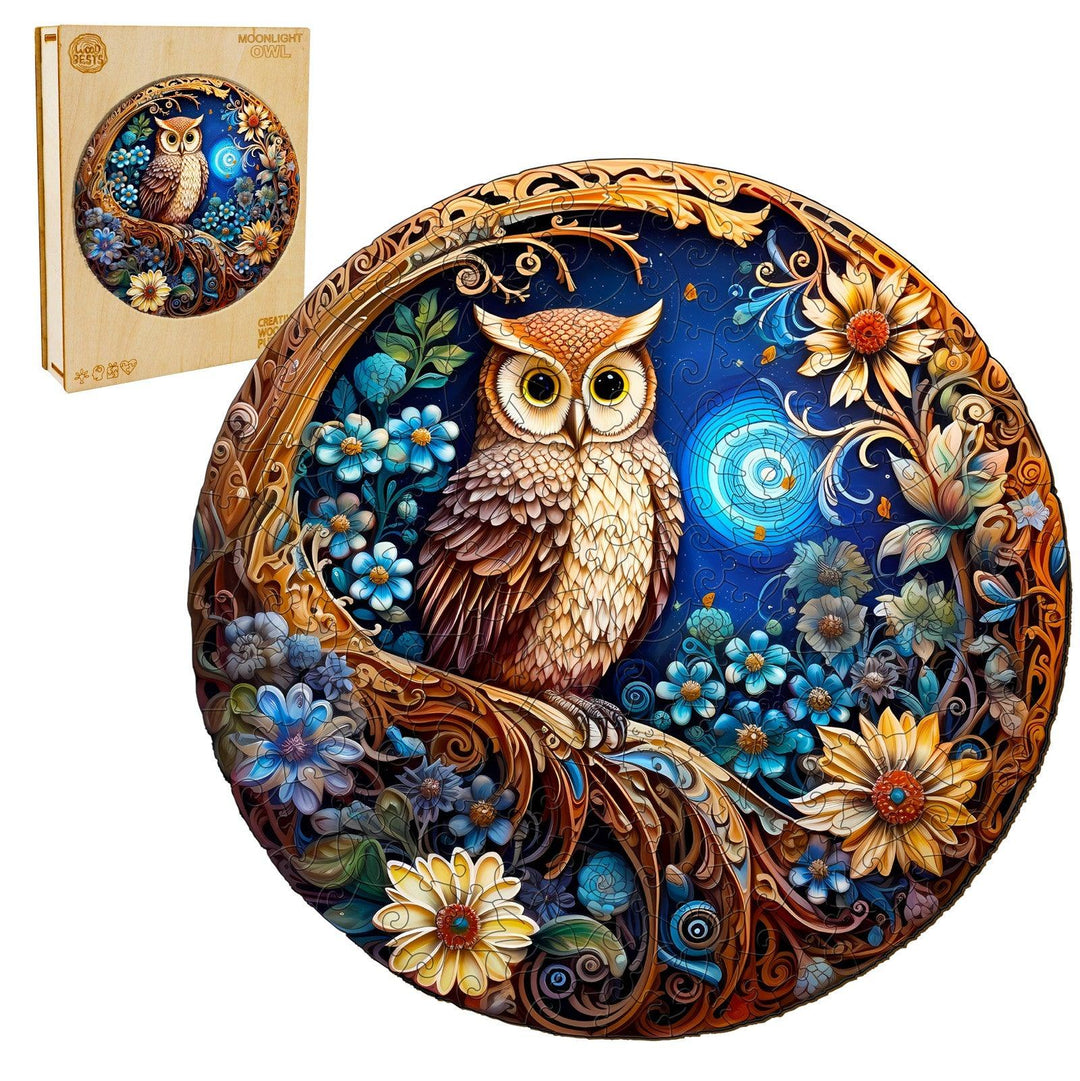 Moonlight Owl Wooden Jigsaw Puzzle-Woodbests