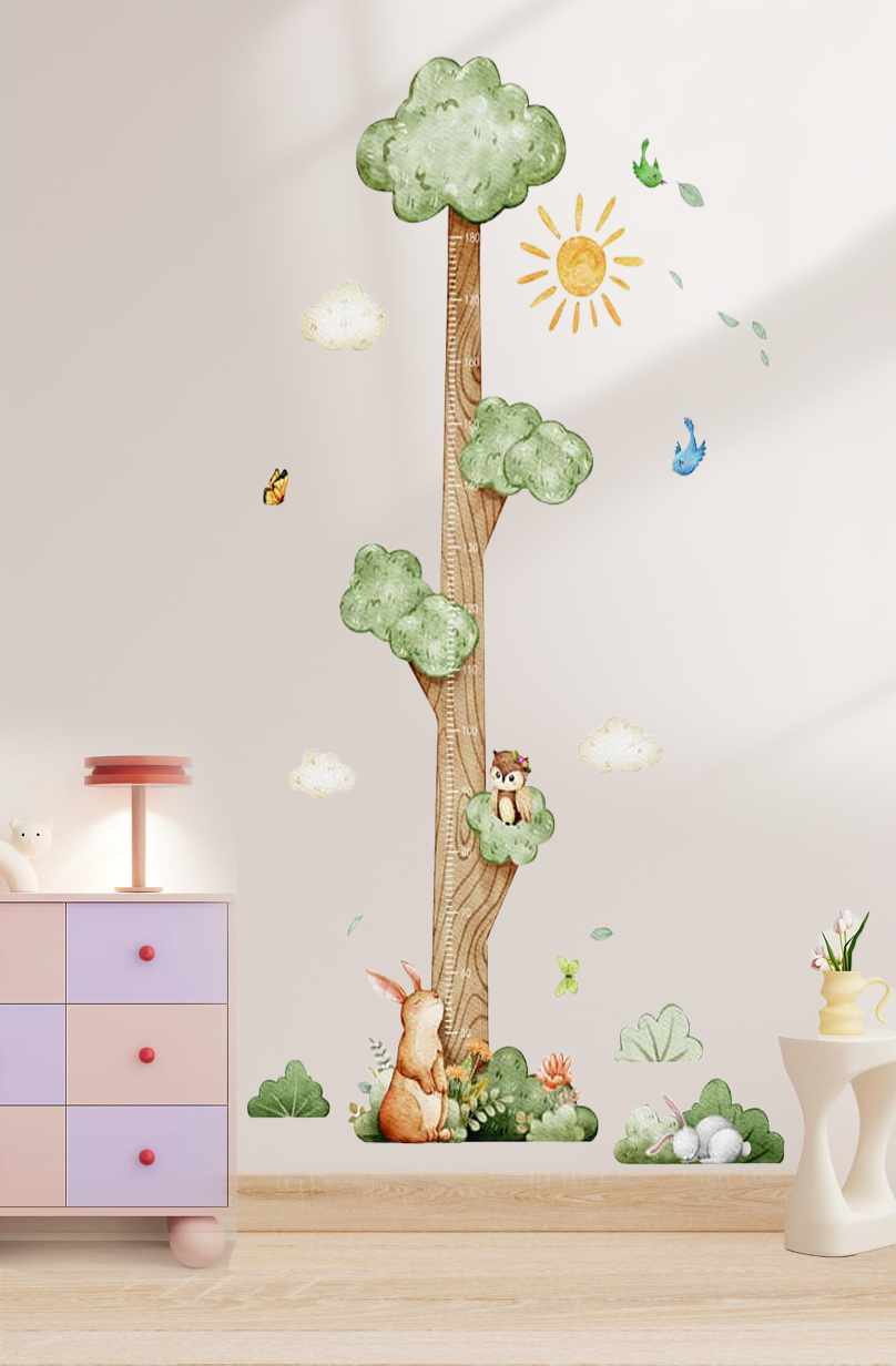 Autocollants muraux pour graphique de croissance d'arbre fantaisiste