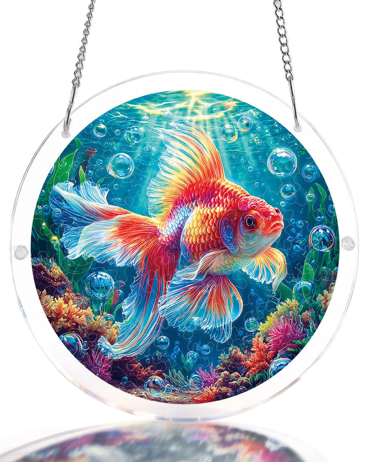 Acrylic Jigsaw Puzzle Suncatcher - Starflame Goldfish
