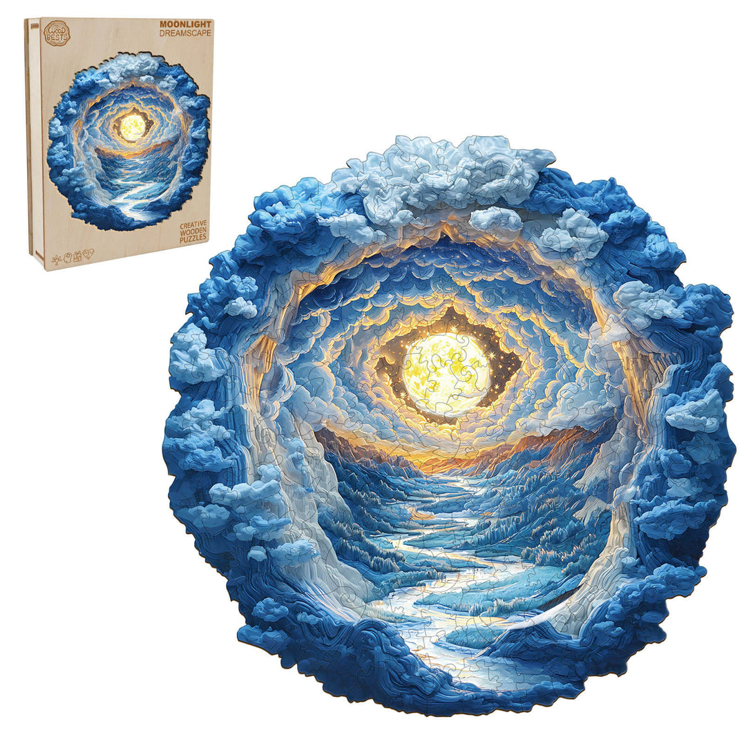 3D Moonlight Dreamscape Wooden Jigsaw Puzzle - Woodbests