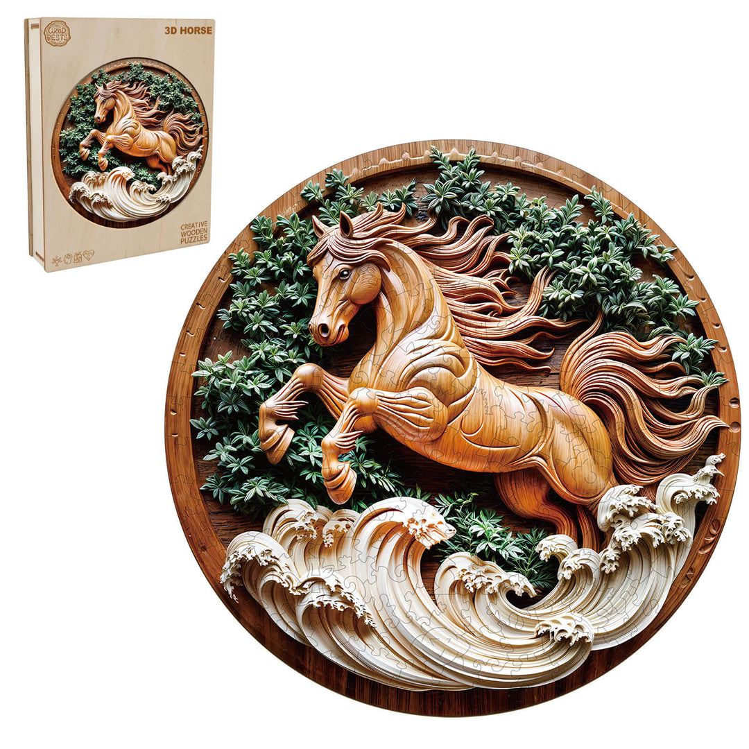 3D Horse-2 Wooden Jigsaw Puzzle