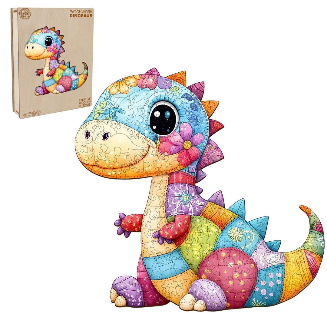 Patchwork Dinosaur Wooden Jigsaw Puzzle