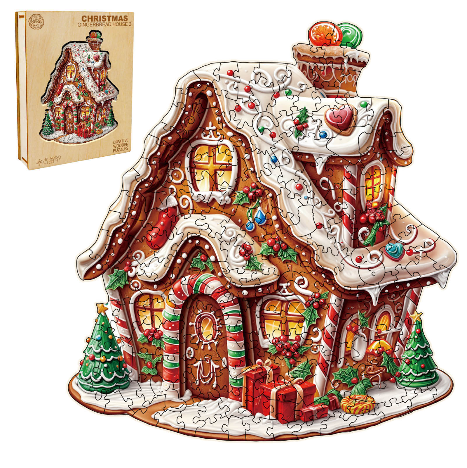 Christmas Gingerbread House-2 Wooden Jigsaw Puzzle - Woodbests