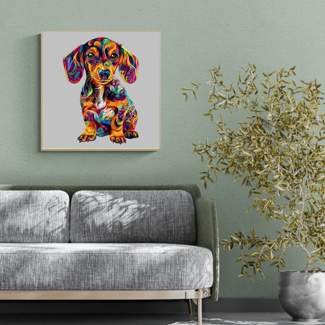 Colorful Dachshund-2 Wooden Jigsaw Puzzle