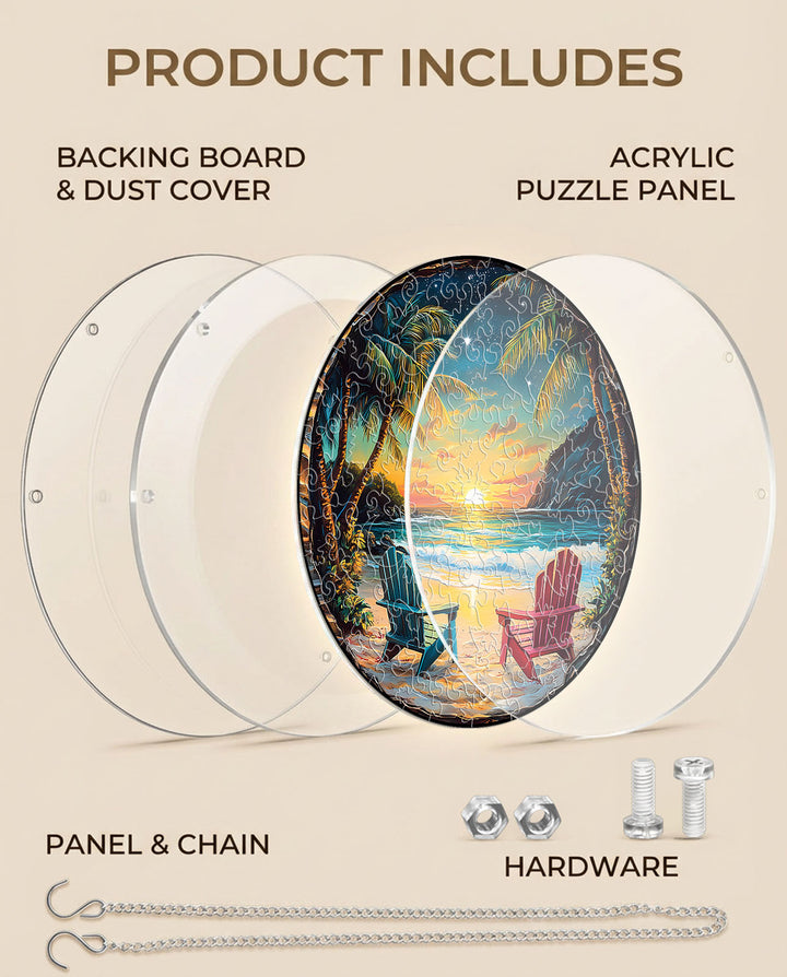 Acrylic Jigsaw Puzzle Suncatcher - Tropical Sunset