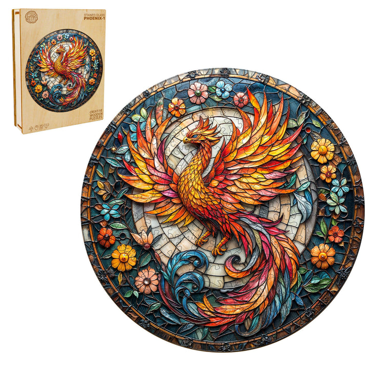 Stained Glass Phoenix-1 Wooden Jigsaw Puzzle