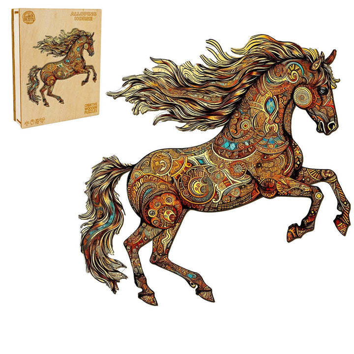Galloping Horse Wooden Jigsaw Puzzle-Woodbests