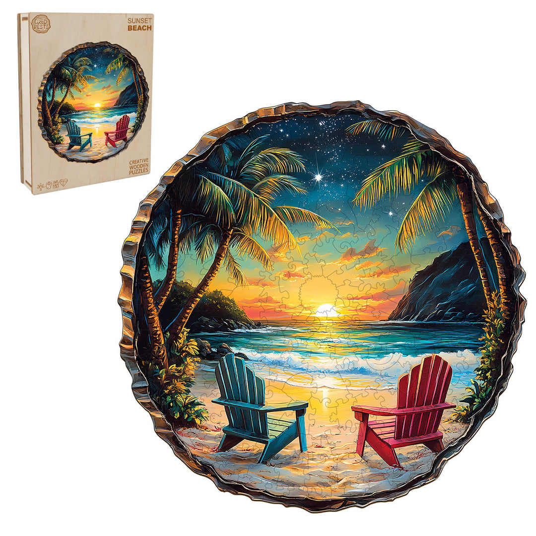 3D Sunset Beach Wooden Jigsaw Puzzle