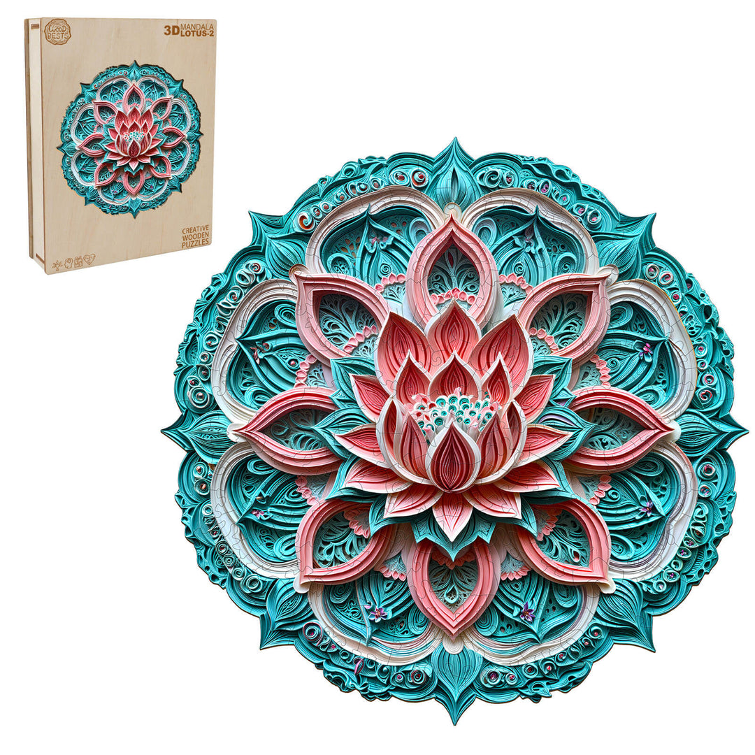 3D Mandala Lotus-2 Wooden Jigsaw Puzzle - Woodbests