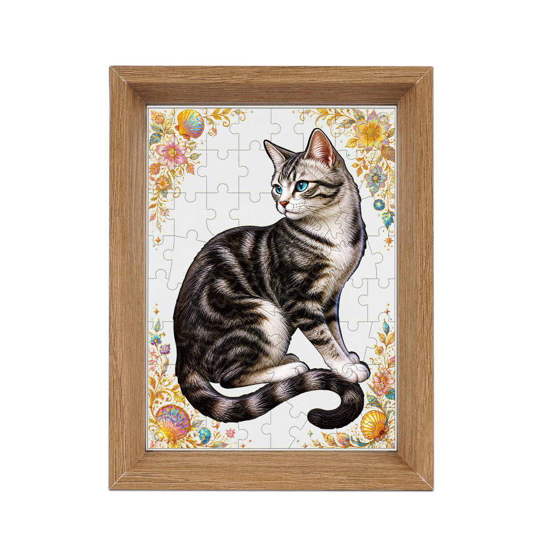 Double Sided Acrylic Jigsaw - Colorful Tabby