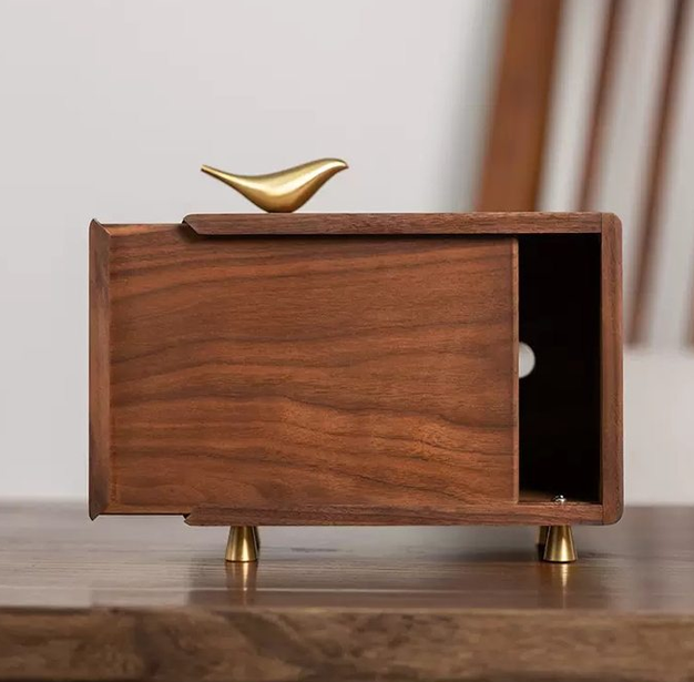 Copper Bird Wooden Tissue Box