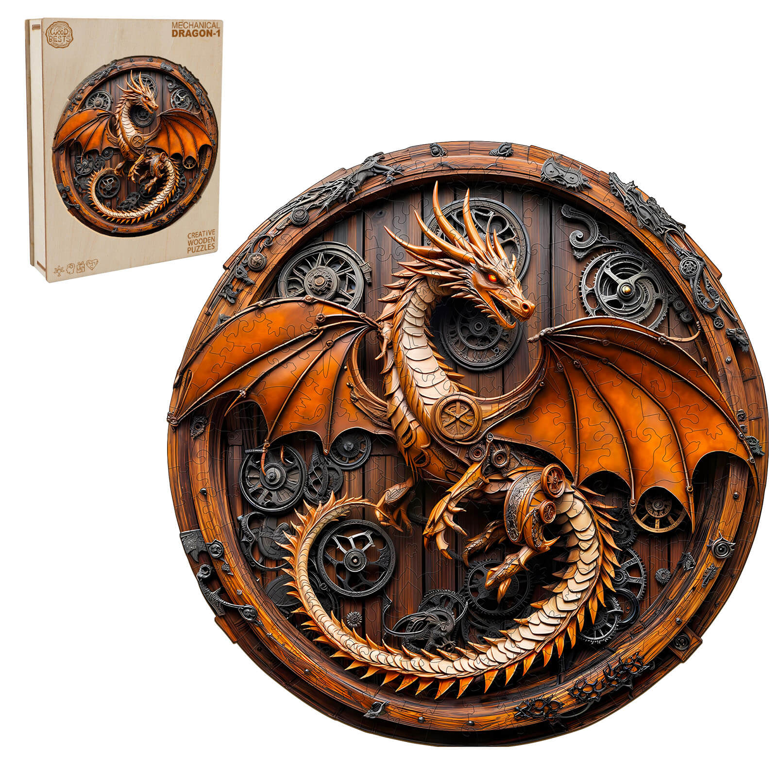 WOODBESTS | 3D Mechanical Dragon-1 Wooden Puzzle – Woodbests
