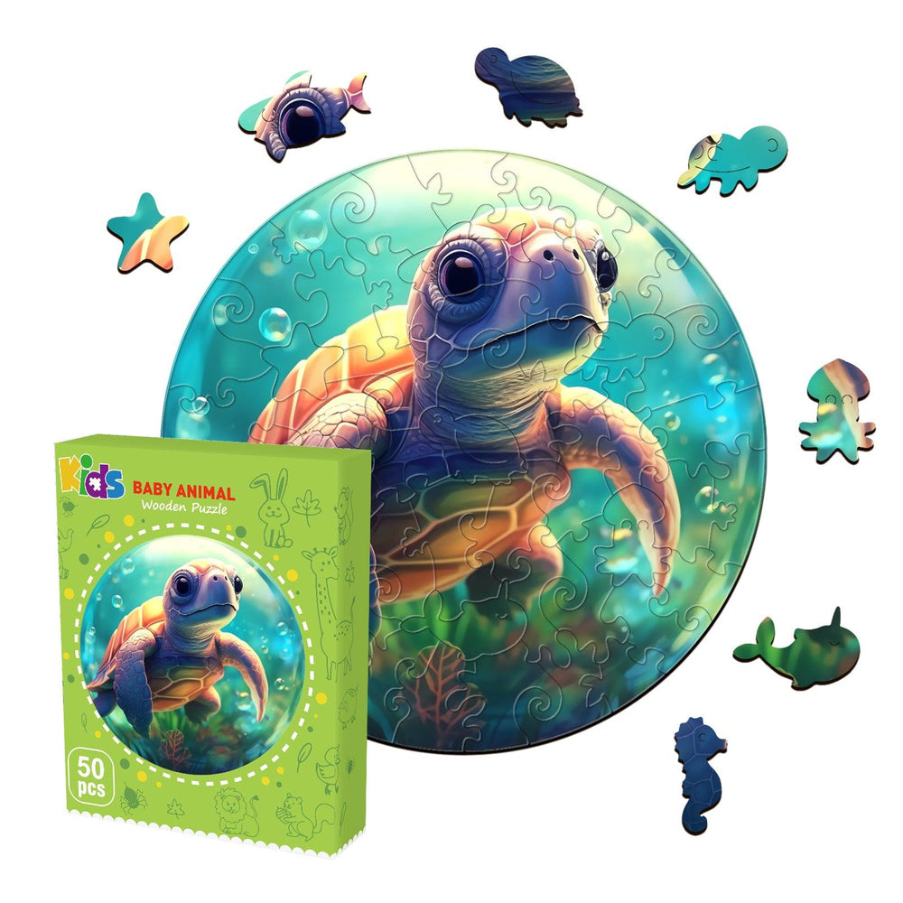 Cute Turtle Children's Wooden Jigsaw Puzzle-Woodbests