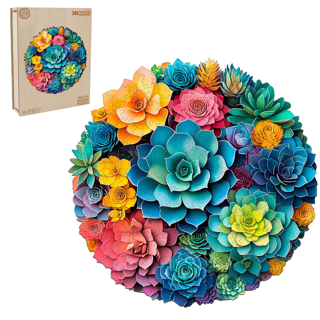 3D Paper Succulent Wooden Jigsaw Puzzle