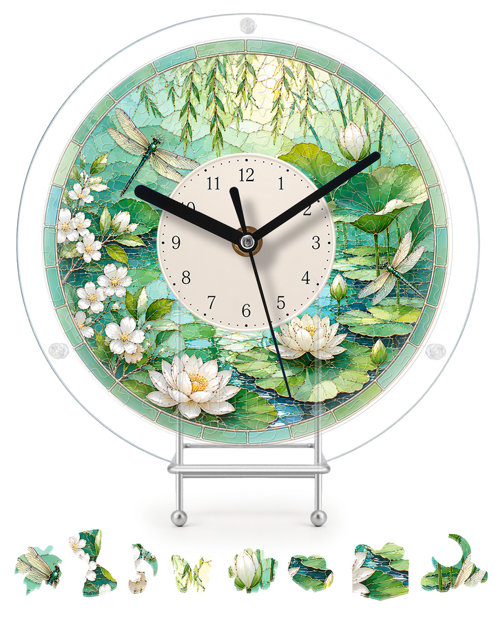 DIY Acrylic Puzzle Clock Kit - Summer Lotus Pond