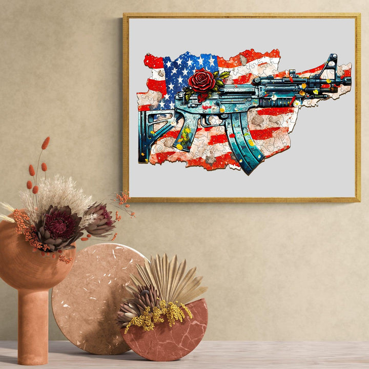 Gun And Rose Wooden Jigsaw Puzzle-Woodbests