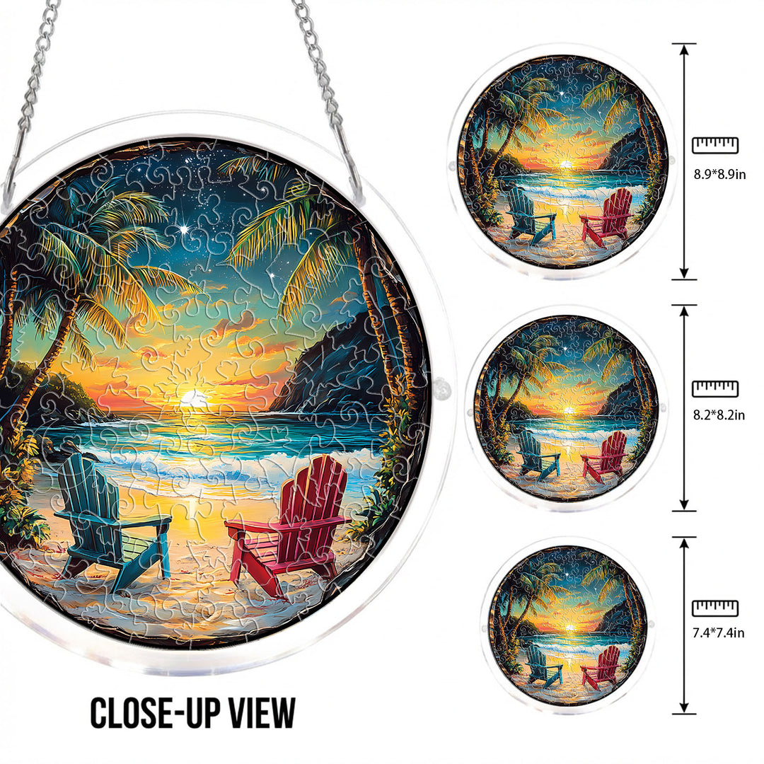 Acrylic Jigsaw Puzzle Suncatcher - Tropical Sunset