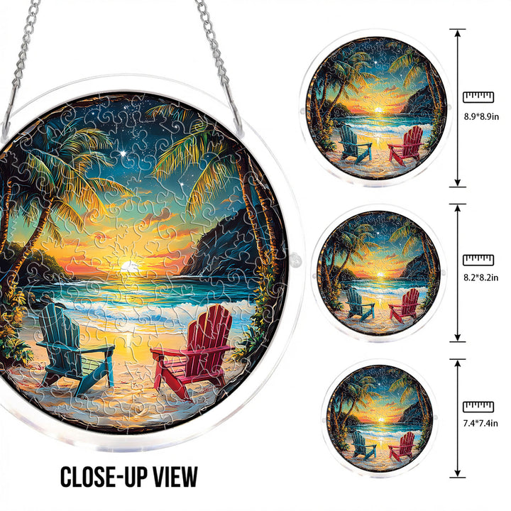 Acrylic Jigsaw Puzzle Suncatcher - Tropical Sunset