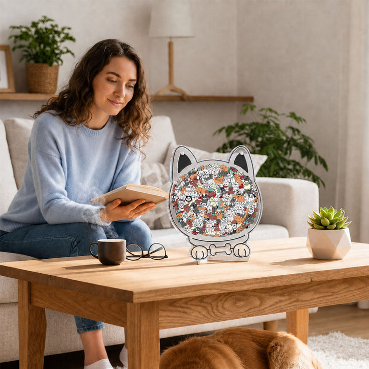 Acrylic Jigsaw Puzzle Suncatcher - Puppy Party