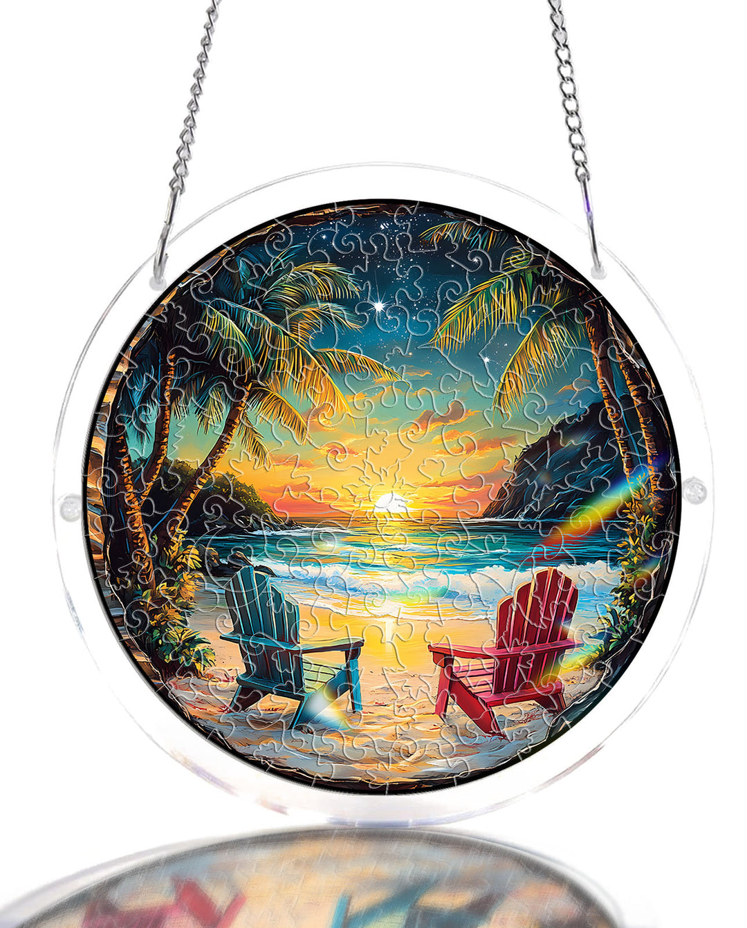 Acrylic Jigsaw Puzzle Suncatcher - Tropical Sunset
