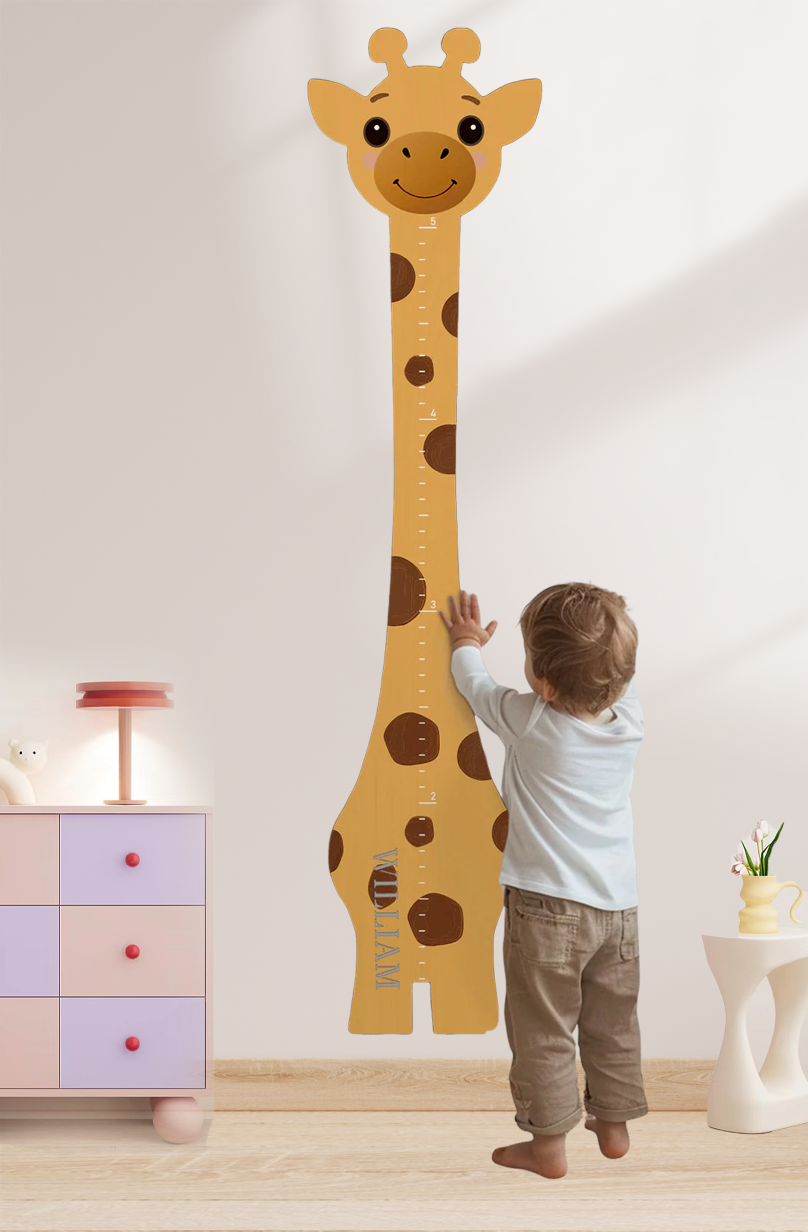 Règle de croissance girafe en bois personnalisée