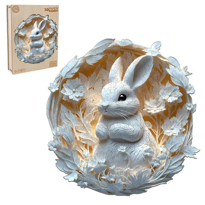 3D Paper Rabbit Wooden Jigsaw Puzzle