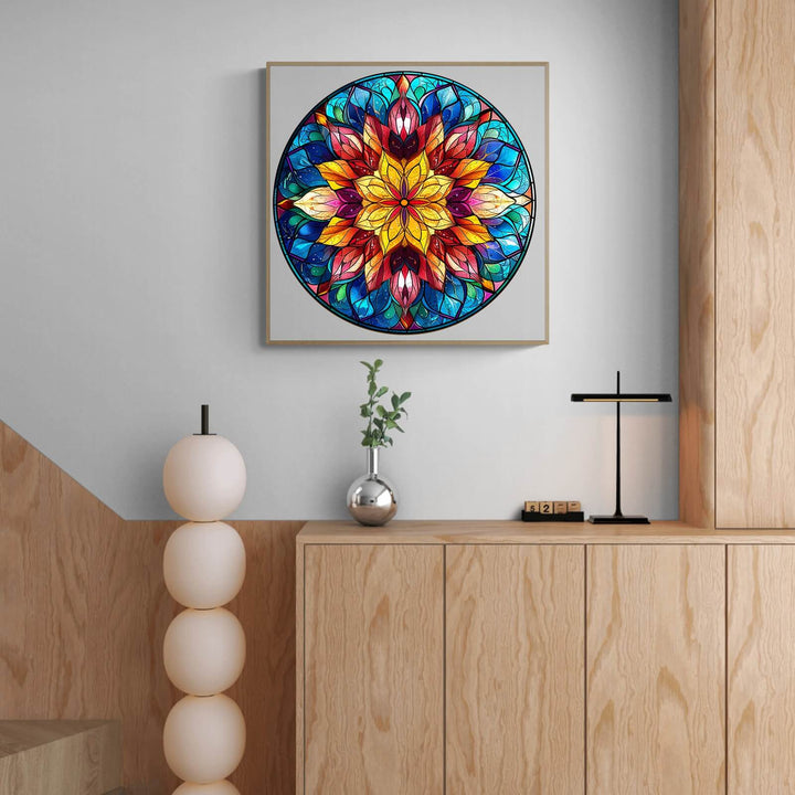 Stained Glass Mandala Wooden Jigsaw Puzzle - Woodbests