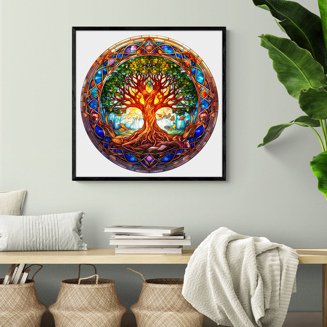 Stained Glass Tree of Life Wooden Jigsaw Puzzle