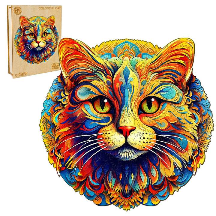 Colorful Cat Wooden Jigsaw Puzzle