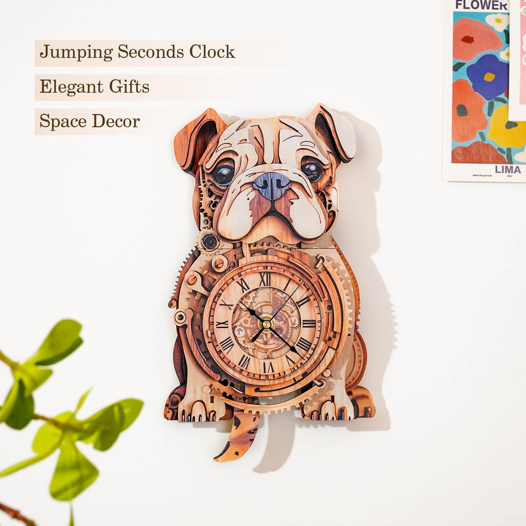 Bulldog – DIY Wooden Clock, 3D Puzzle Craft Kit