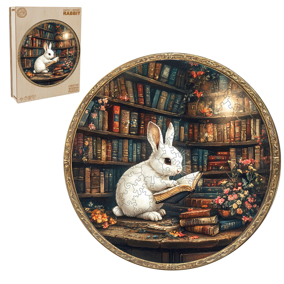 Magic Library Rabbit Wooden Jigsaw Puzzle