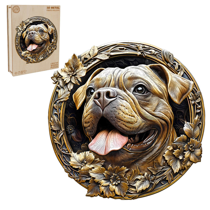 3D Metal French Bulldog Wooden Jigsaw Puzzle