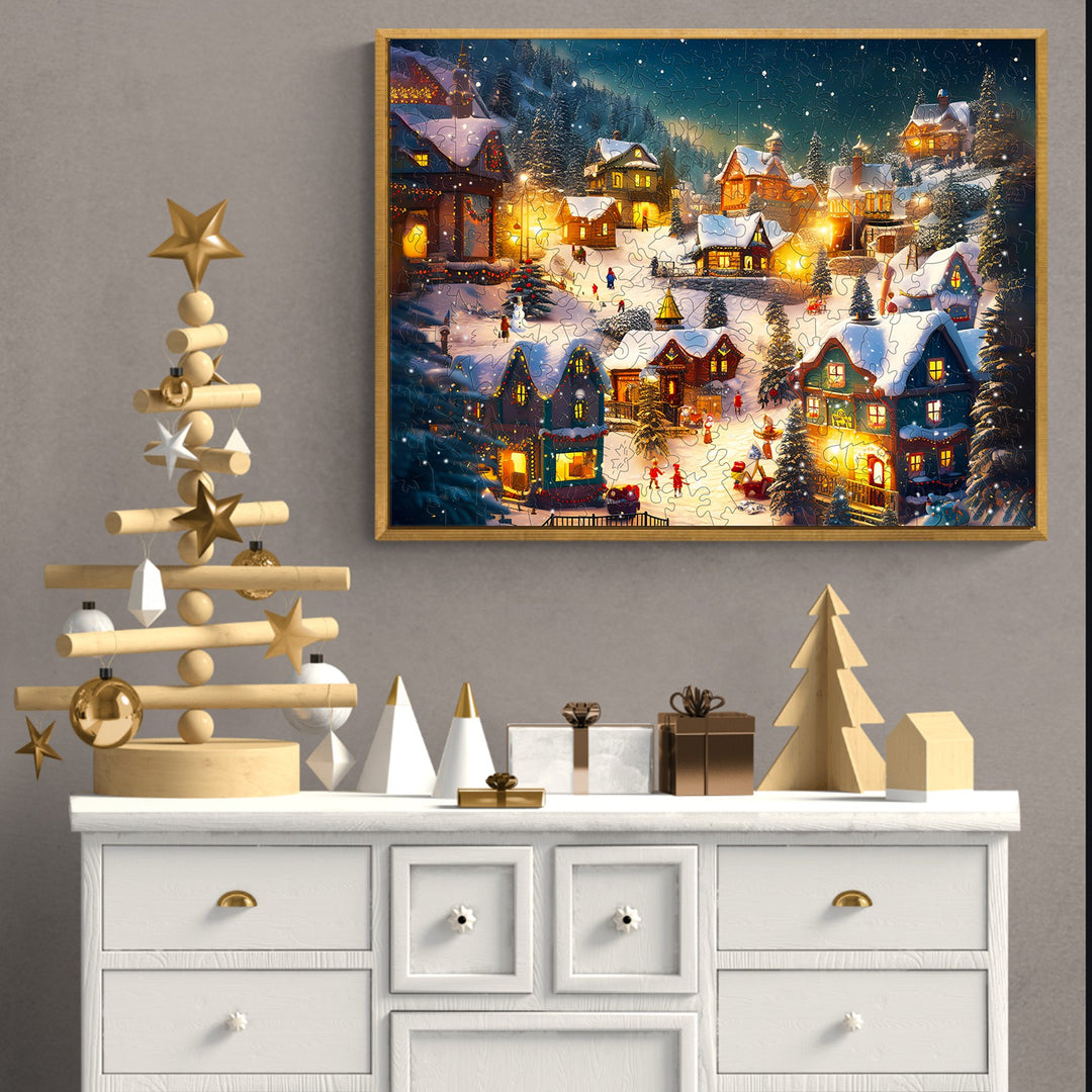 Christmas Village Wooden Jigsaw Puzzle-Woodbests