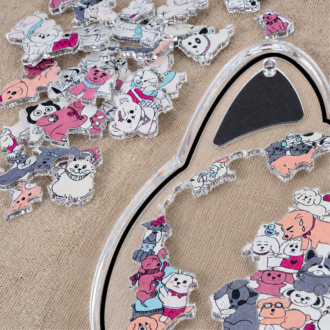 Acrylic Jigsaw Puzzle Suncatcher - Puppy Party