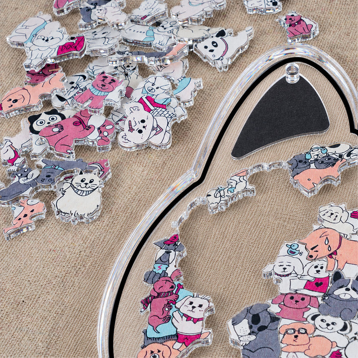 Acrylic Jigsaw Puzzle Suncatcher - Puppy Party