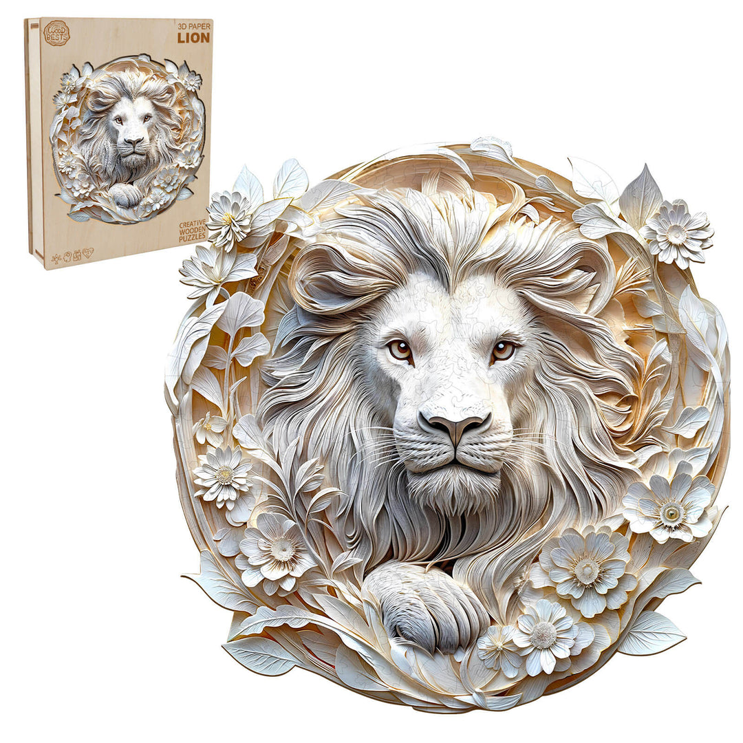 3D Paper Lion Wooden Jigsaw Puzzle - Woodbests