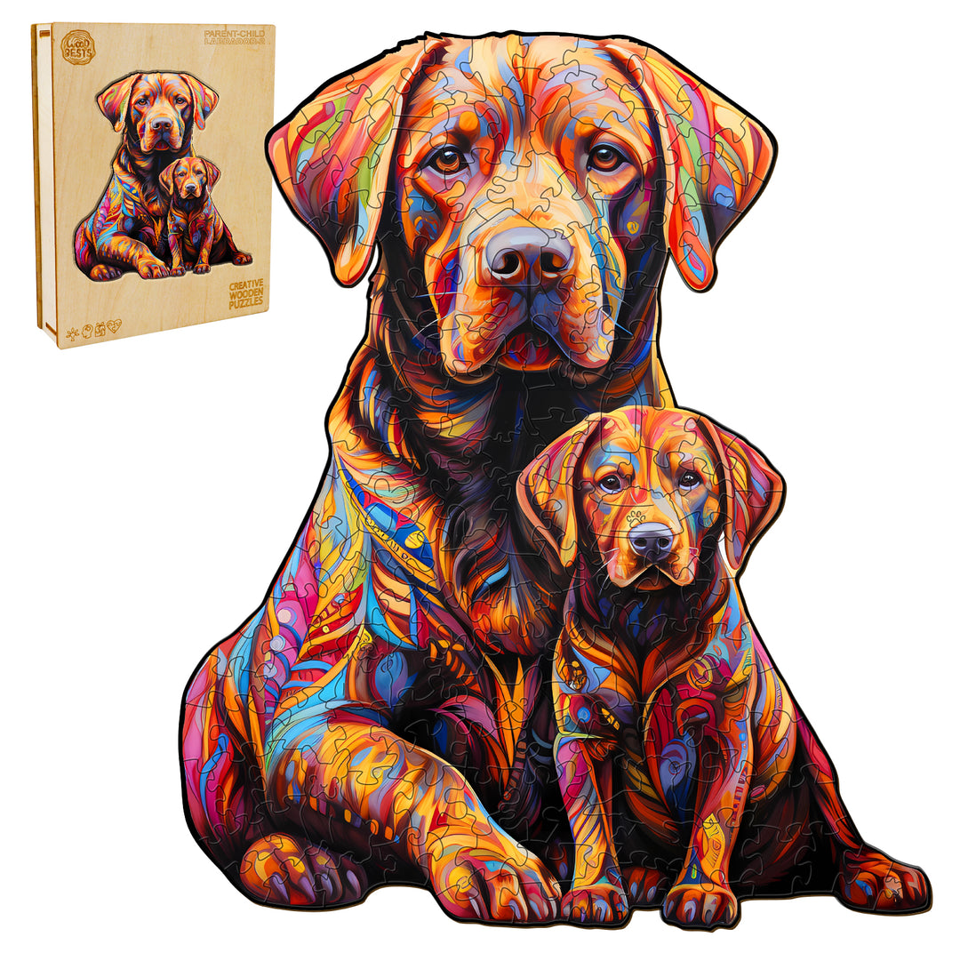 Parent-child Labrador-2 Wooden Jigsaw Puzzle-Woodbests