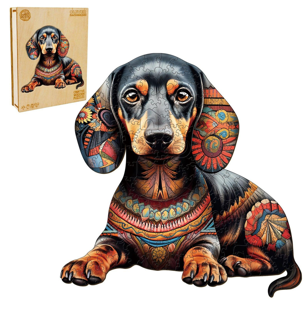 Clever Dachshund Wooden Jigsaw Puzzle-Woodbests