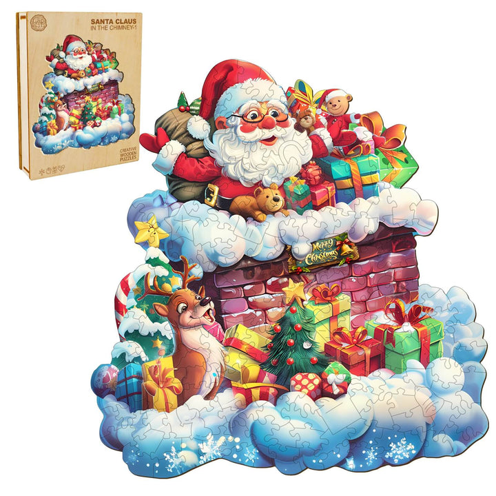 Santa Claus in the Chimney-1 Wooden Jigsaw Puzzle - Woodbests