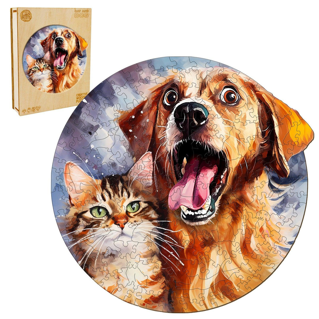 Cat And Dog Wooden Jigsaw Puzzle-Woodbests